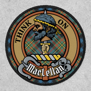 Clan MacLellan Crest over Ancient Tartan Patch