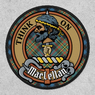 Clan MacLellan Crest over Ancient Tartan Patch