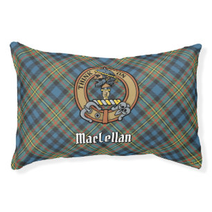 Clan MacLellan Crest over Ancient Tartan Pet Bed