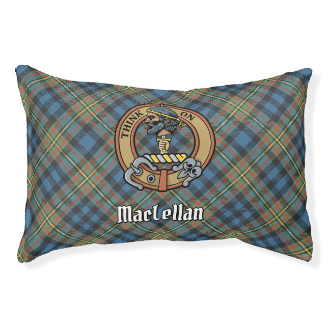 Clan MacLellan Crest over Ancient Tartan Pet Bed (Front)