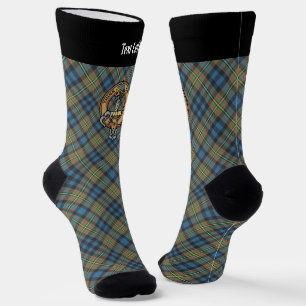 Clan MacLellan Crest over Ancient Tartan Socks