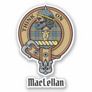 Clan MacLellan Crest over Ancient Tartan Sticker