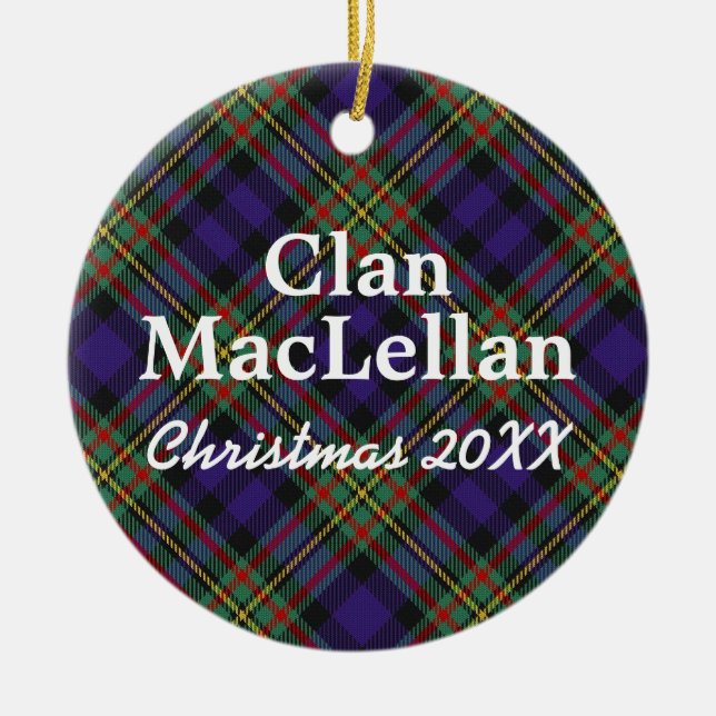 Clan MacLellan Scottish Tartan Ceramic Ornament (Front)