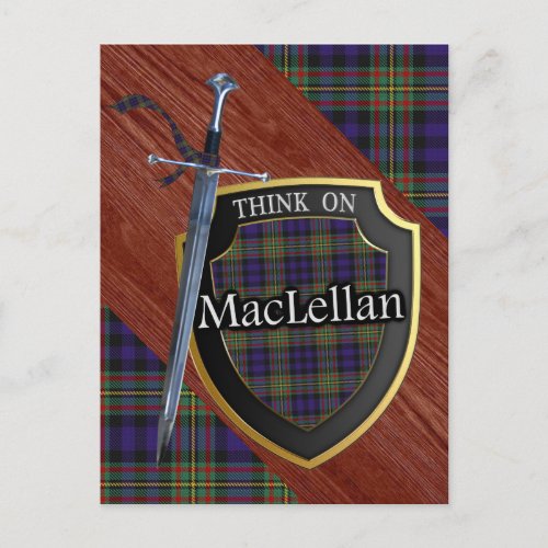 Clan MacLellan Tartan Sword  Shield Postcard