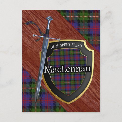 Clan MacLennan Tartan Sword  Shield Postcard