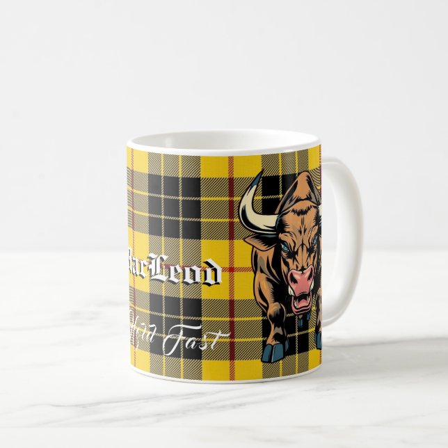 Clan MacLeod Bull Tartan Motto  Coffee Mug (Front Right)