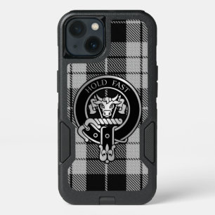 Clan MacLeod Crest & Black & White Tartan iPhone 13 Case