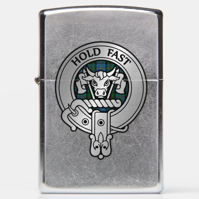 Clan MacLeod Crest & Hunting Tartan Zippo Lighter (Front)