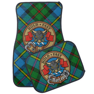 Clan MacLeod Crest over Hunting Tartan Car Floor Mat