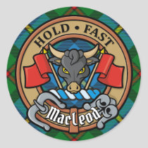 Clan MacLeod Crest over Hunting Tartan Classic Round Sticker