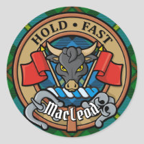 Clan MacLeod Crest over Hunting Tartan Classic Round Sticker