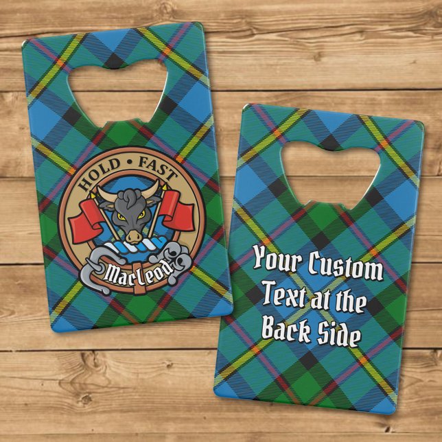 Clan MacLeod Crest over Hunting Tartan Credit Card Bottle Opener (Creator Uploaded)