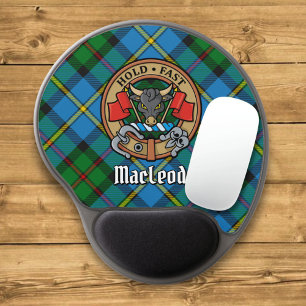 Clan MacLeod Crest over Hunting Tartan Gel Mouse Pad