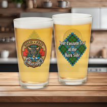 Clan MacLeod Crest over Hunting Tartan Glass