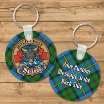 Clan MacLeod Crest over Hunting Tartan Keychain