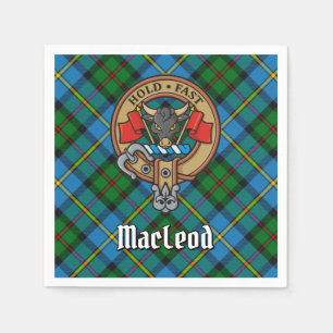 Clan MacLeod Crest over Hunting Tartan Napkins