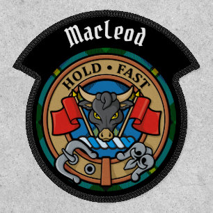 Clan MacLeod Crest over Hunting Tartan Patch