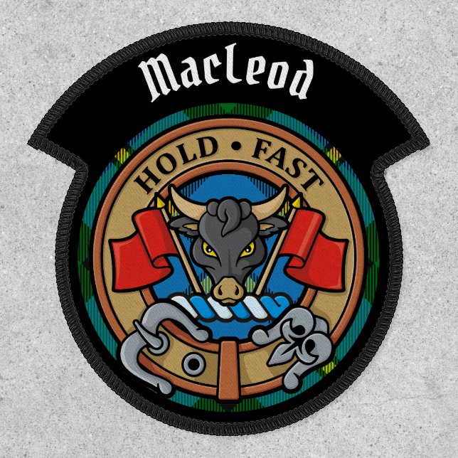 Clan MacLeod Crest over Hunting Tartan Patch (Front)