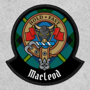 Clan MacLeod Crest over Hunting Tartan Patch