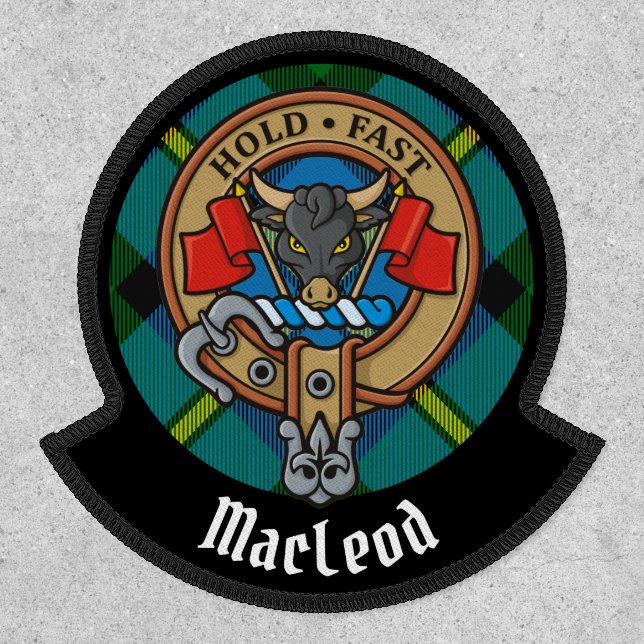Clan MacLeod Crest over Hunting Tartan Patch (Front)