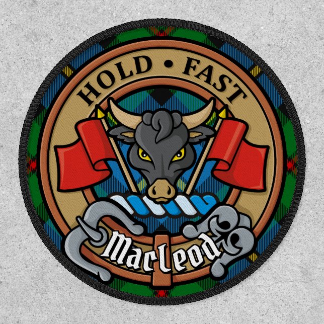 Clan MacLeod Crest over Hunting Tartan Patch (Front)