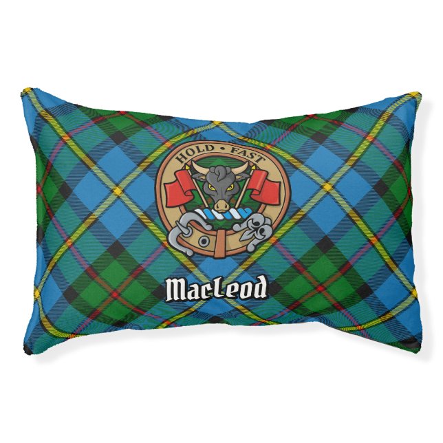 Clan MacLeod Crest over Hunting Tartan Pet Bed (Front)