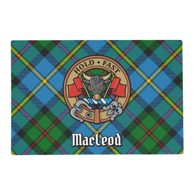 Clan MacLeod Crest over Hunting Tartan Placemat (Front)