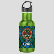 Clan MacLeod Crest over Hunting Tartan Stainless Steel Water Bottle