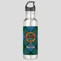 Clan MacLeod Crest over Hunting Tartan Stainless Steel Water Bottle