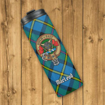 Clan MacLeod Crest over Hunting Tartan Thermal Tumbler