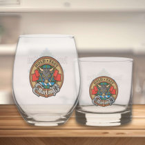 Clan MacLeod Crest over Hunting Tartan Whiskey Glass