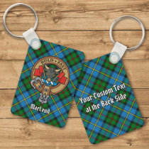 Clan MacLeod Crest over Tartan Keychain