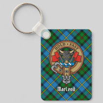 Clan MacLeod Crest over Tartan Keychain