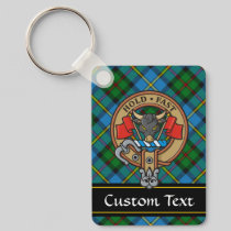 Clan MacLeod Crest over Tartan Keychain