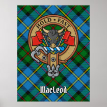 Clan MacLeod Crest over Tartan Poster