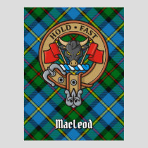 Clan MacLeod Crest over Tartan Poster