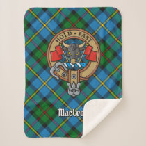 Clan MacLeod Crest over Tartan Sherpa Blanket