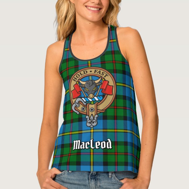 Clan MacLeod Crest over Tartan Tank Top (Front)