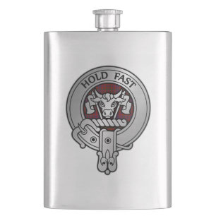 Clan MacLeod Crest & Red Tartan Flask
