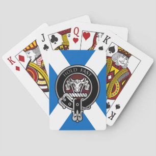 Clan MacLeod Crest & Red Tartan on Saltire Poker Cards