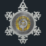 Clan MacLeod Crest & Tartan Knot Snowflake Pewter Christmas Ornament<br><div class="desc">Clan MacLeod Crest & Tartan Knot</div>