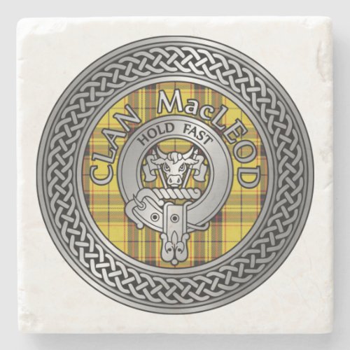 Clan MacLeod Crest  Tartan Knot Stone Coaster