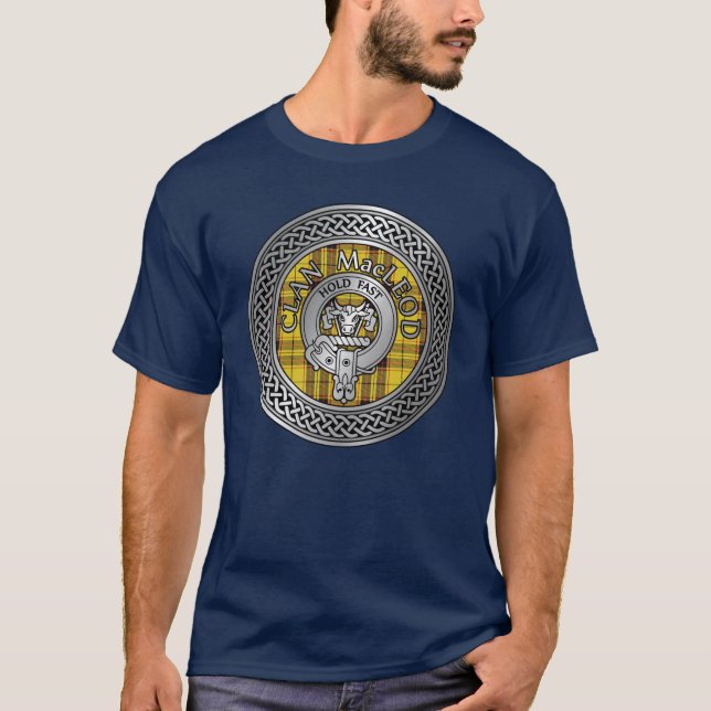 Clan MacLeod Crest & Tartan Knot T-Shirt (Front)