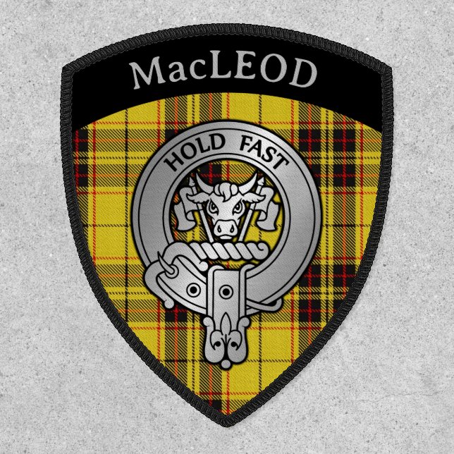 Clan MacLeod Crest & Tartan Shield Patch (Front)