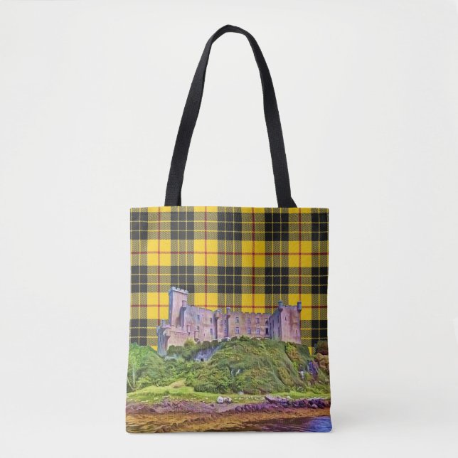 Clan MacLeod Dunvegan Castle Yellow Black Tartan Tote Bag (Front)