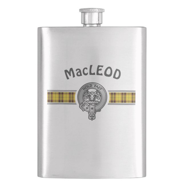 Clan MacLeod (Edit) Crest & Tartan Flask (Front)