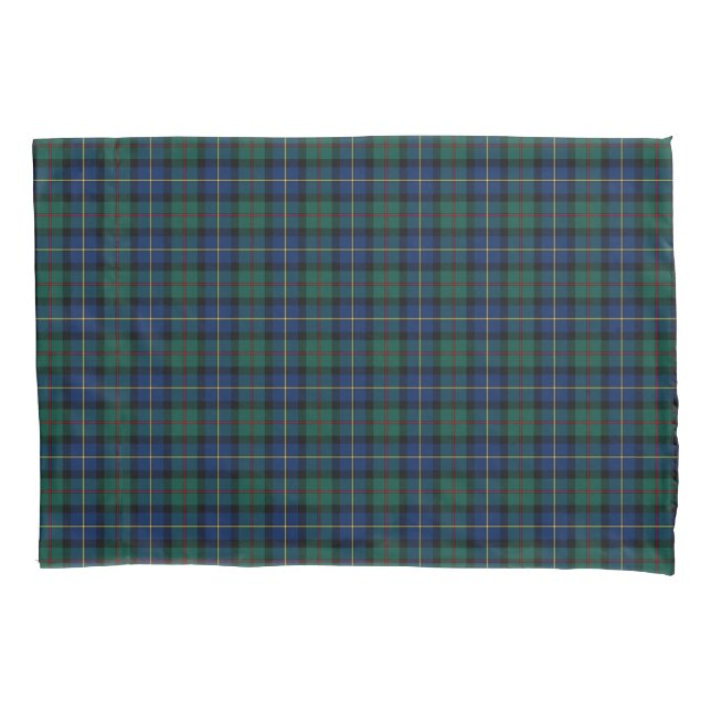 Clan MacLeod Green and Blue Scottish Plaid Pillow Case (Front)
