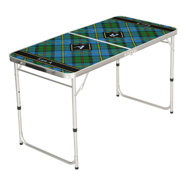 Clan MacLeod Hunting Tartan Beer Pong Table (Angled)
