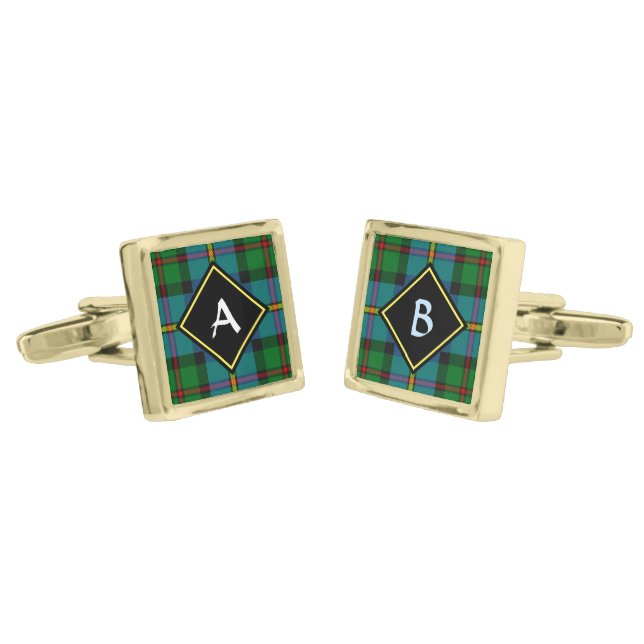Clan MacLeod Hunting Tartan Cufflinks (Angled)