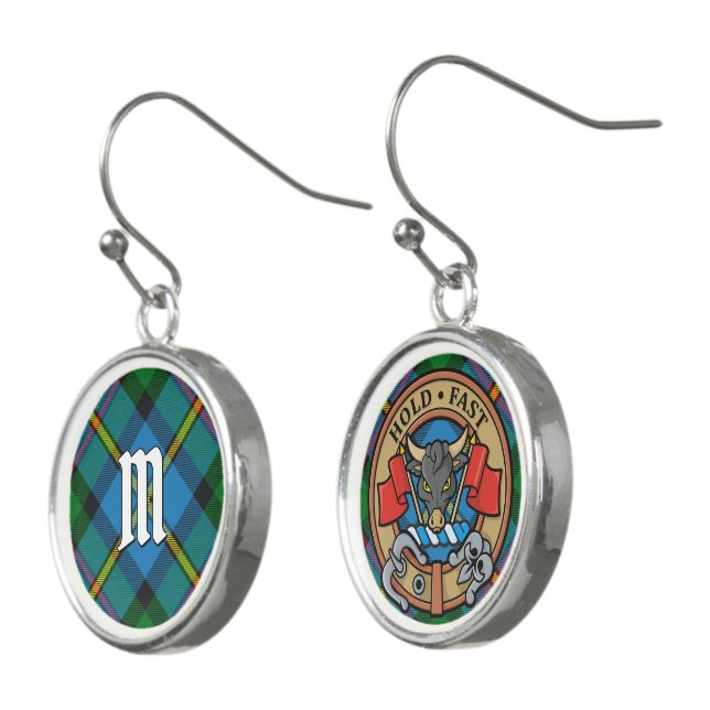Clan MacLeod Hunting Tartan Earrings (Angled)